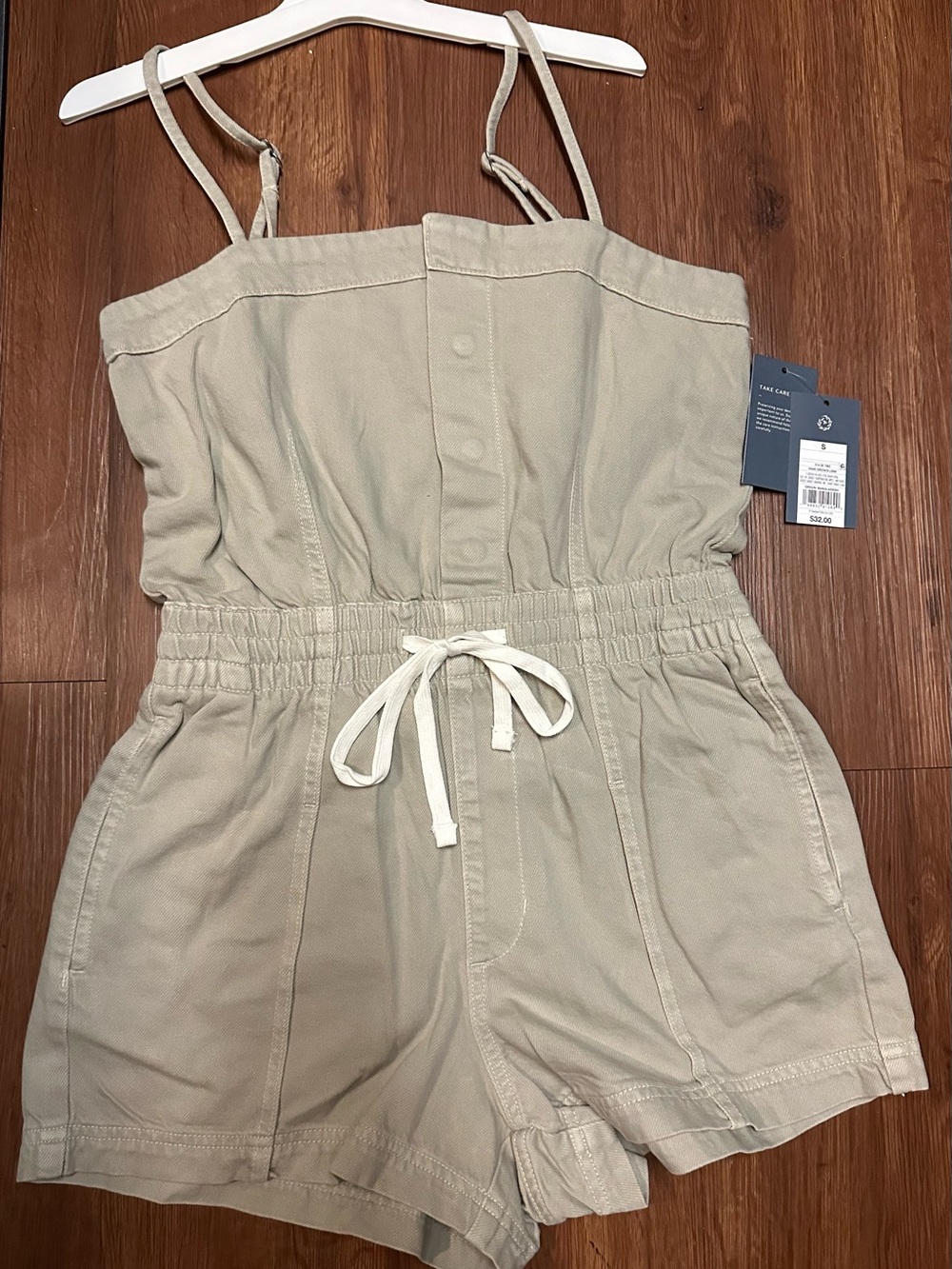 Universal Thread Olive-Tan Drawstring Romper